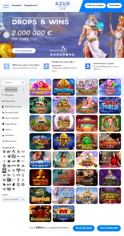 l'application et interface MILLIONZ CASINO